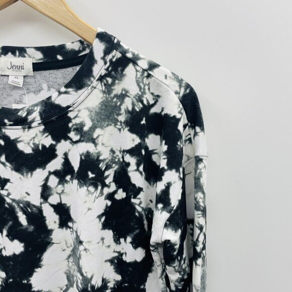 Jenni Intimates Womens XS Super Soft Tunic Pajama Top Black White Tie Dye 735 - Picture 3 of 7
